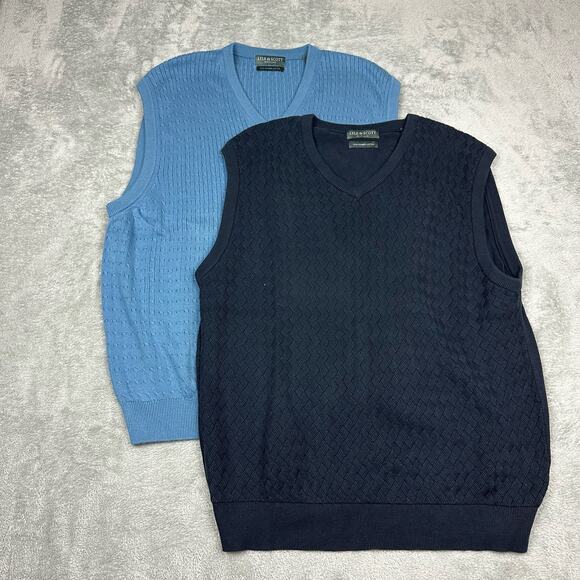 Lyle & Scott Sweater Vest Lot Mens L Blue Navy Excellent Cotton V-Neck Knit - Picture 2 of 15